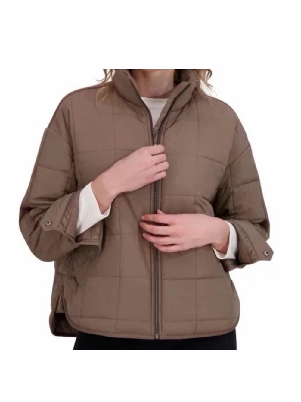 Title: ROXY Women’s Quilted Zip Jacket Taupe Brown NWT